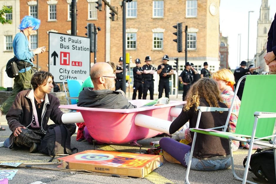 Photo of Pink Bathtub 16 at M32 Protest, Swarms and Road Blocks in Bristol by XR Southwest during the Summer Uprising