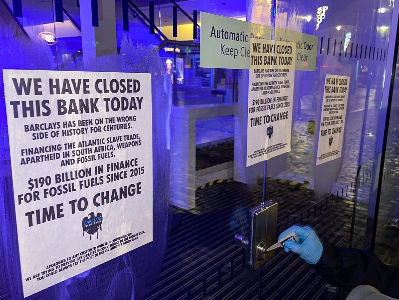 Barclays banks superglued shut in nationwide action against climate criminals